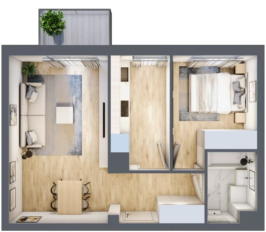 2 pokoje, mieszkanie 44,36 m², piętro 2, oferta nr E/2D98, City Vibe, Kraków, Podgórze, Płaszów, ul. Myśliwska